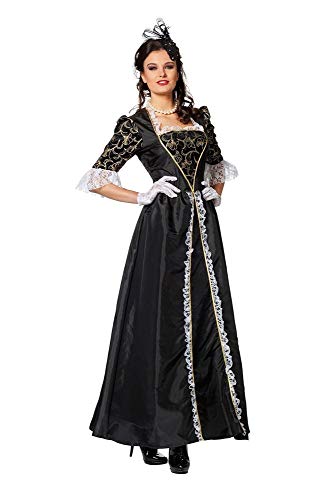 shoperama Marquise Damen Barock Rokoko Kostüm TAFT Kleid Gräfin Adlige französisch Renaissance Mätresse Madame de Pompadour Karneval, Farbe:Schwarz, Größe:36 von shoperama