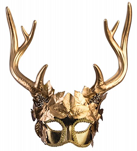 shoperama Maske Diana Artemis Göttin der Jagd mit Hirschgeweih Gold Wald Hirsch Mythologie Jägerin Kriegerin Waldgeist von shoperama