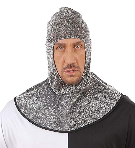 shoperama Mittelalterliche Ketten-Kapuze für Ritter - Silber/Schwarz, Einheitsgröße, Polyester, Maschinenwäsche bei 30°C - Mittelalter-Fans, Kostümträger, Herren, Mottopartys von shoperama