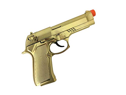 Pistole Gold mit Soundeffekt Schussgeräusch Waffe Revolver Gangster Mafia Zuhälter Pimp Kostüm-Zubehör von shoperama