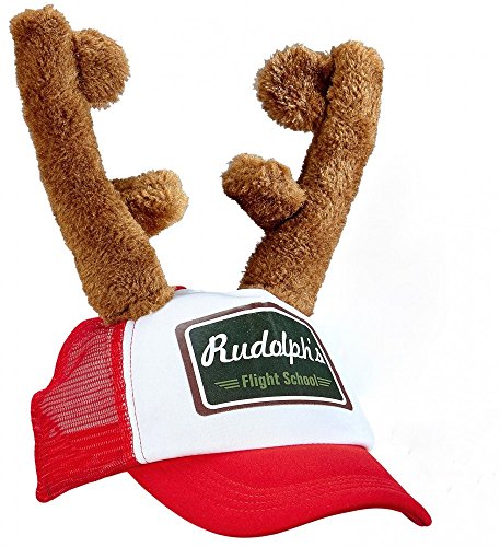 shoperama Rudolph Kappe mit Rentier Geweih Hut Cap Weihnachts-Mütze Hirsch Hörner Weihnachten Käppi Basecap von shoperama