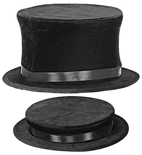 shoperama Samt-Zylinder klappbar Schwarz Damen Herren Gr. 57-60 Chapeau Claque Klappzylinder Hut Zauberer Kabarett Gentleman von shoperama