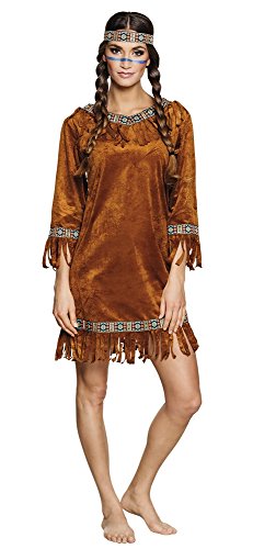 shoperama Scheues REH Indianerin Damen Kostüm in Wildleder Optik Gr. S Erwachsene Squaw Kleid von shoperama
