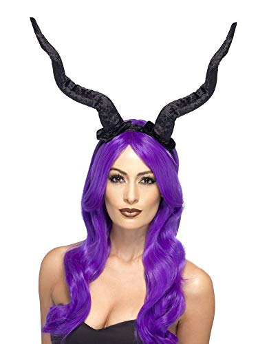 shoperama Schwarzer Haarreifen mit Dämonen Hörnern biegbar Märchen Teufel Maleficent Halloween Kostüm-Zubehör Damen diabolisch von shoperama