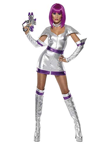 shoperama Sexy Weltraum-Kadett Space Cop Damen Kostüm Sci-Fi Kleid Silber Metallic Astronautin Science Fiction Weltall, Größe:S von shoperama