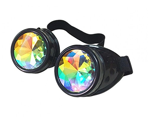 shoperama Steampunk Goggles mit Prisma Kaleidoskop Brille Burning Man Dornen, Farbe:Schwarz ohne Spikes von shoperama