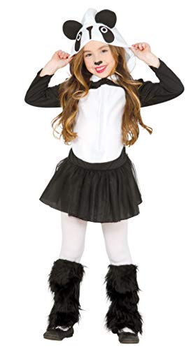 shoperama Süßes Panda Mädchen-Kostüm Pandabär Petticoat-Kleid Kapuze Stulpen Fleece Fell Tüll Tier Zoo Karneval Kinder, Kindergröße:3-4 Jahre von shoperama