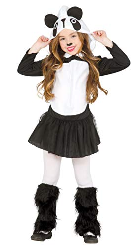 shoperama Süßes Panda Mädchen-Kostüm Pandabär Petticoat-Kleid Kapuze Stulpen Fleece Fell Tüll Tier Zoo Karneval Kinder, Kindergröße:5-6 Jahre von shoperama