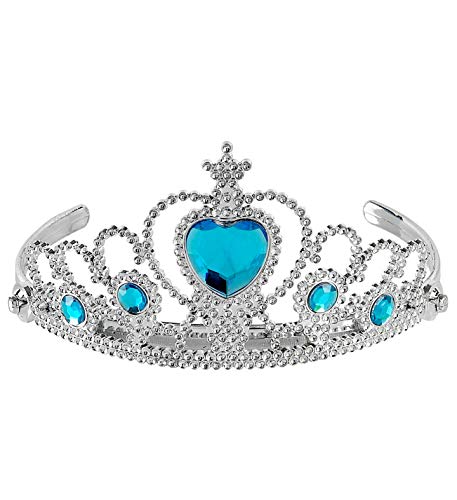 shoperama Tiara Diadem mit Edelsteinen Silber/Türkis Königin Prinzessin Frozen ELSA Krone Märchen von shoperama