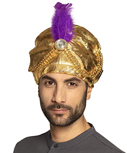 shoperama Turban Gold mit Feder für Sultan Alibaba Flaschengeist Tausendundeine Nacht Dschinn 1001 Bollywood von shoperama