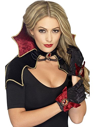 shoperama Vampir Set Cape mit Kragen und Handschuhe Halloween Vampirin Kostüm-Zubehör von shoperama