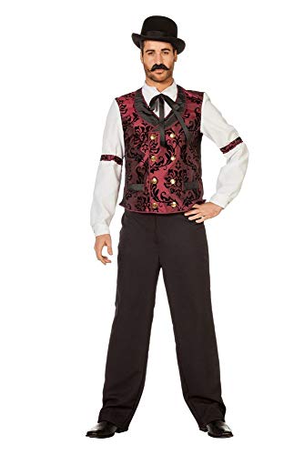 shoperama Wildwest Saloon Barkeeper Herren Kostüm Hemd mit Binder und Weste Cowboy Western, Größe:56 von shoperama