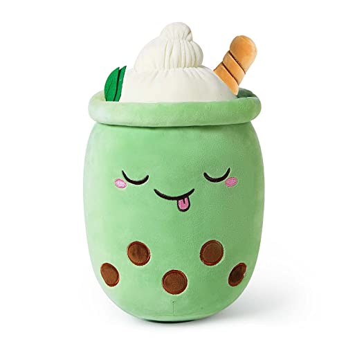 shownicer Plüschtier Stofftier Boba Tea 35cm, Kuscheltier Plüschkissen Spielzeug, Schmusetier Bubble Tea, Weiches Umarmungskissen für Zuhause, Kreatives Geschenk Gefüllt für Kinder Mädchen Jungen von shownicer