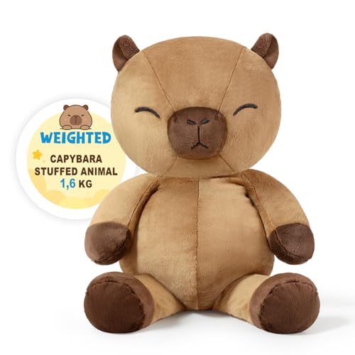 shownicer Gewichtstiere Capybara Gewichtetes Kuscheltier 1,6 KG Stofftier Großes Plüschtier Kawaii Capybara Plüsch Kissen Spielzeug Wurfkissen Geschenk für Erwachsene Kinder 3+ Jahre (1,6 KG) von shownicer