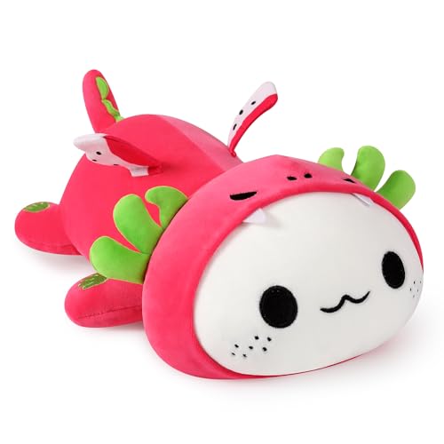 shownicer Plüschtier Axolotl Kuscheltier Stofftier Kawaii Axolotl Plüsch, Axolotl Plüschkissen Spielzeug, Wurfkissen, Schmusetier Geschenk für Kinder Mädchen 3+ Jahre (Drachenfrucht, 33cm) von shownicer