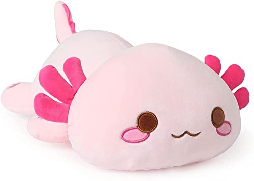 shownicer Plüschtier Axolotl Kuscheltier Stofftier Kawaii Axolotl Plüsch Kissen Spielzeug Wurfkissen Geschenk für Kinder Mädchen 3+ Jahre (Rosa, 33cm) von shownicer