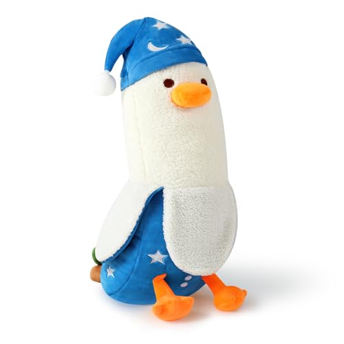 shownicer Plüschtier Banane Ente Kuscheltier Stofftier Kawaii Ente Plüsch, Banane Plüschkissen Spielzeug Wurfkissen, Ente Kissen Geschenk für Kinder Mädchen 3+ Jahre (Blau, 30cm) von shownicer