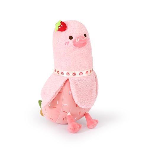 shownicer Plüschtier Banane Ente Kuscheltier Stofftier Kawaii Ente Plüsch, Banane Plüschkissen Spielzeug Wurfkissen, Ente Kissen Geschenk für Kinder Mädchen 3+ Jahre (Rosa Erdbeere, 30cm) von shownicer