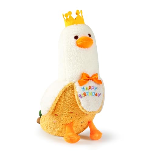 shownicer Plüschtier Banane Ente Kuscheltier Geburtstag Stofftier Kawaii Ente Plüsch, Banane Plüschkissen Spielzeug Wurfkissen, Ente Kissen Geschenk für Kinder Mädchen 3+ Jahre (Weiß, 30cm) von shownicer