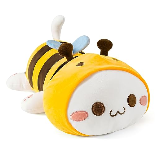 shownicer Plüschtier Biene Katze Kuscheltier Stofftier Kawaii Katze Plüsch, Kätzchen Plüschkissen Spielzeug, Wurfkissen, Schmusetier Geschenk für Kinder Mädchen Jungen (50cm, Biene Katze) von shownicer