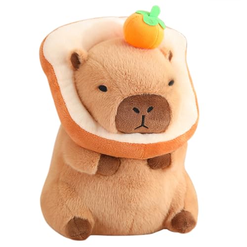 shownicer Plüschtier Capybara Kuscheltier Stofftier Kawaii Capybara Plüsch Kissen Spielzeug Wurfkissen Geschenk für Kinder Mädchen 3+ Jahre (Brot&Orange, 30cm) von shownicer