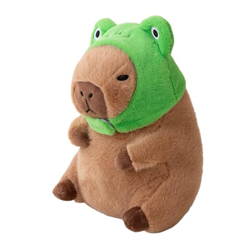 shownicer Plüschtier Capybara Kuscheltier Stofftier Kawaii Capybara Plüsch Kissen Spielzeug Wurfkissen Geschenk für Kinder Mädchen 3+ Jahre (Frosch, 30cm) von shownicer