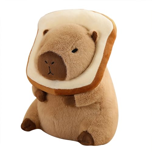 shownicer Plüschtier Capybara Kuscheltier mit Brot Stofftier Kawaii Capybara Plüsch Kissen Spielzeug Wasserschwein Plüsch Wurfkissen Geschenk für Kinder Mädchen 12+ Jahre (Brot, 30cm) von shownicer