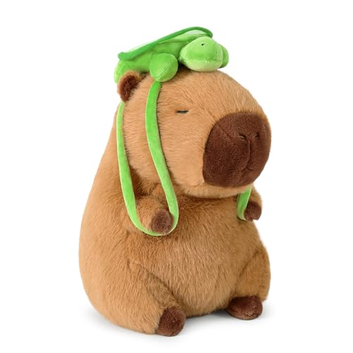 shownicer Plüschtier Capybara Kuscheltier mit Schildkröte Stofftier Kawaii Capybara Plüsch Kissen Spielzeug Wasserschwein Plüsch Wurfkissen Geschenk für Kinder Mädchen 12+ Jahre (Schildkröte, 35cm) von shownicer