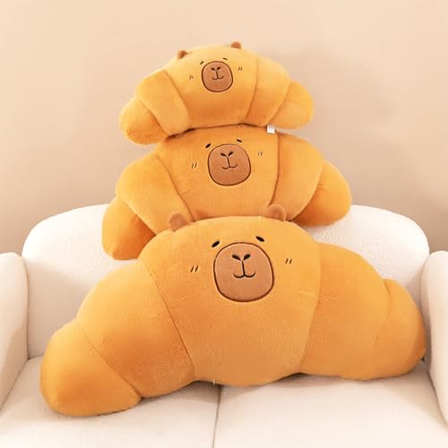 shownicer Plüschtier Croissant Kuscheltier Capybara Stofftier Kawaii Croissant Plüsch Kissen Spielzeug Wurfkissen Geschenk für Erwachsene Kinder 3+ Jahre (50cm) von shownicer