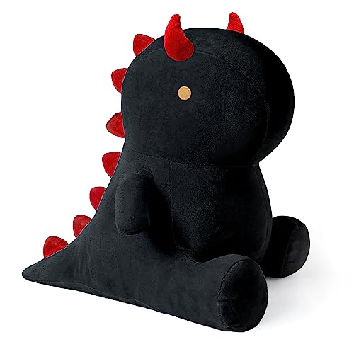 shownicer Plüschtier Dinosaurier Kuscheltier Stofftier Kawaii Dino Plüsch Kissen Spielzeug Plüschsaurier Wurfkissen Schmusetier Geschenk für Kinder Mädchen 12+ Jahre (Schwarz, 25cm) von shownicer