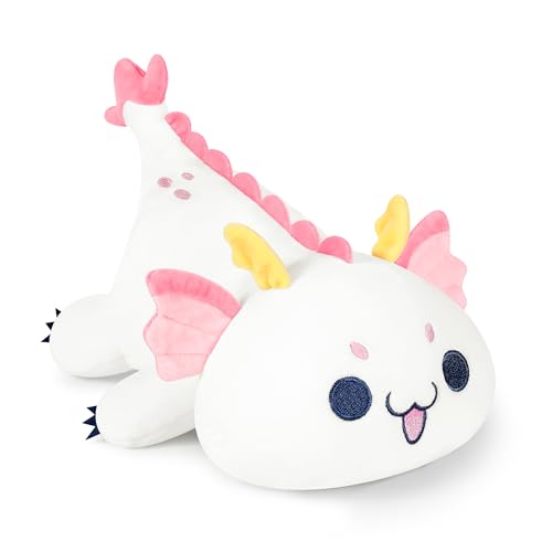 shownicer Plüschtier Drache Kuscheltier Stofftier Kawaii Drache Plüsch Kissen Spielzeug Dragon Plush Wurfkissen Geschenk für Kinder Mädchen 12+ Jahre (Weiß, 25cm) von shownicer