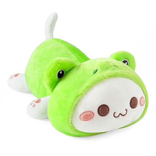 shownicer Plüschtier Frosch Katze Kuscheltier Stofftier Kawaii Katze Plüsch, Kätzchen Plüschkissen Spielzeug, Wurfkissen, Schmusetier Geschenk für Kinder Mädchen Jungen (30cm, Frosch Katze) von shownicer