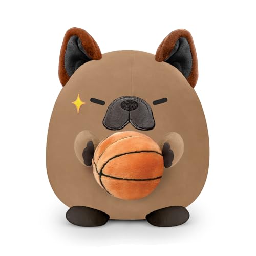 shownicer Plüschtier Hund Kuscheltier Mit Basketball Stofftier Kawaii Hund Plüsch Kissen Spielzeug Hund Wurfkissen Geschenk für Kinder Jungen 3+ Jahre (Hund & Basketball, 35cm) von shownicer