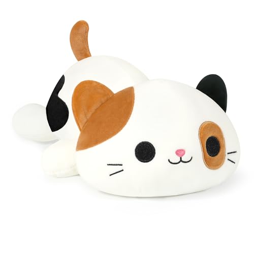 shownicer Plüschtier Katze Kuscheltier Stofftier Kawaii Katze Plüsch Kissen Spielzeug Kätzchen Plüsch Wurfkissen Geschenk für Kinder Mädchen 3+ Jahre (Braun, 50cm) von shownicer