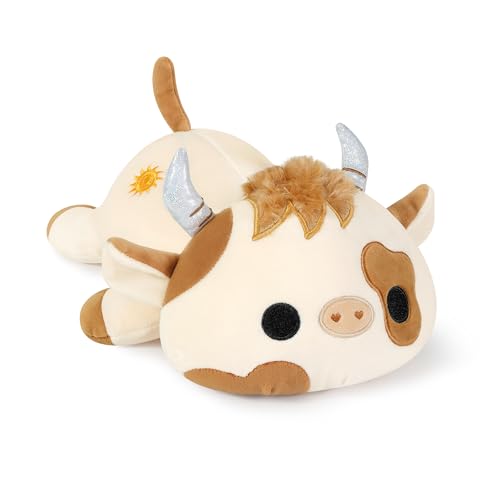 shownicer Plüschtier Kuh Kuscheltier Stofftier Kawaii Kuh Plüsch Kissen Spielzeug Milchkuh Plüsch Wurfkissen Geschenk für Kinder Mädchen 12+ Jahre (Beige, 30cm) von shownicer