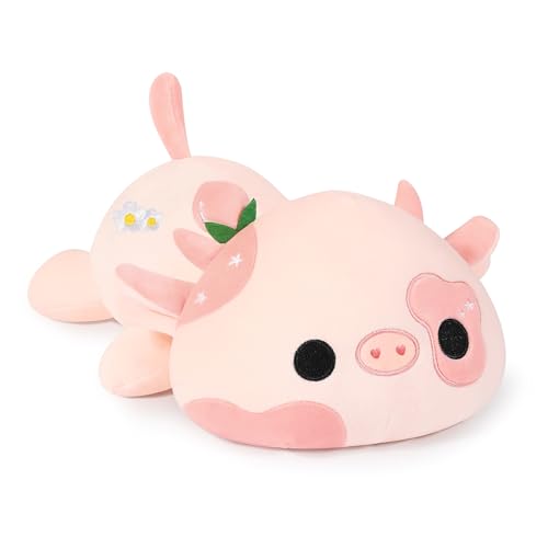 shownicer Plüschtier Kuh Kuscheltier Stofftier Kawaii Kuh Plüsch Kissen Spielzeug Milchkuh Plüsch Wurfkissen Geschenk für Kinder Mädchen 12+ Jahre (Hellrosa, 30cm) von shownicer