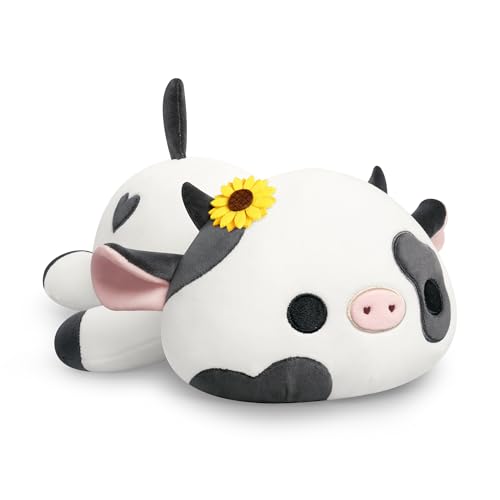 shownicer Plüschtier Kuh Kuscheltier Kleine Stofftiere Kawaii Kuh Plüsch Kissen Spielzeug Kuh Plüsch Kleines Geschenk für Kinder Mädchen 3+ Jahre (Schwarz, 23cm) von shownicer