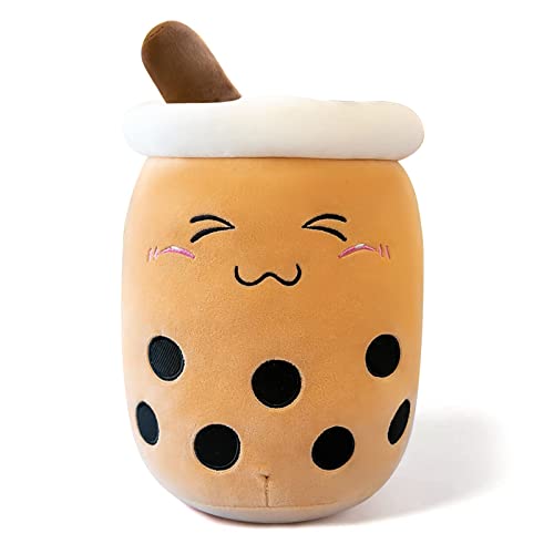 shownicer Plüschtier Stofftier Boba Tea 35cm, Kuscheltier Plüschkissen Spielzeug, Schmusetier Bubble Tea, Weiches Umarmungskissen für Zuhause, Kreatives Geschenk Gefüllt für Kinder Mädchen Jungen von shownicer