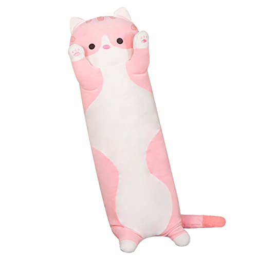 shownicer Plüschtier Katze Kuscheltier Stofftier Kawaii Katze Plüsch Kissen, Spielzeug Kätzchen Plüsch Wurfkissen, Geschenk für Kinder Mädchen 12+ Jahre (Rosa, 130cm) von shownicer