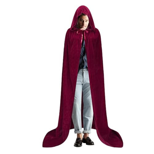 shpuuyy Kapuzenumhang für Erwachsene, Vampir-Samt, Cosplay-Umhang, überzeugender Vampir-/Hexenmantel für Halloween, Unisex für Damen und Herren von shpuuyy