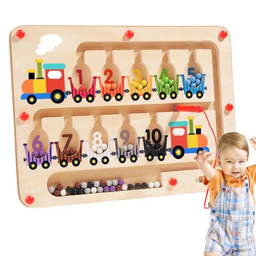 shpuuyy Magnetisches Farblabyrinth, Magnettafel für Kleinkinder - Farbiges Zahlen-Alphabet-Zeichenbrett aus Holz,Reisespielzeug für Kleinkinder, Homeschool-Zubehör, Feinmotorikspielzeug für von shpuuyy