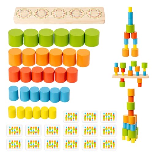 shpuuyy Stapelspielset, Balance-Bausteine ​​aus Holz | Balancierendes Spiel zum Stapeln von Holzklötzen | Pädagogische Vorschul-Lernaktivitäten, multifunktionales -Lernspielzeug für, Mädchen, Kinder von shpuuyy