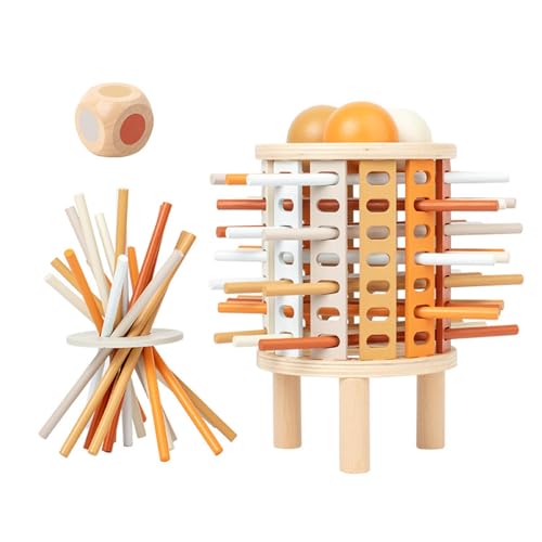 shpuuyy Zählspielzeug aus Holzstäbchen, Mathe-Lernspielzeug - Bunte Holzstäbchen Würfelspiel Brettspiele - Holzturm-Brettspiele, Reisespiel, kognitive Entwicklung für und Mädchen ab 3 Jahren von shpuuyy