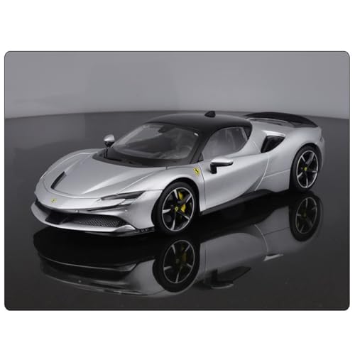 shuishuicui 1 18 für Ferrari SF90 Hardcover Metall Automodell 12 Zoll Spielzeug Dekoration Schreibtisch Sammlung Gedenkmänner(Silver) von shuishuicui