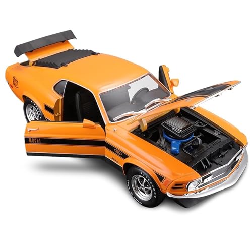 shuishuicui 1 18 für Ford Mustang Mach 1 1970 Legierung Auto Modell Spielzeug Sammlung 10 Zoll Dekoration Schreibtisch Memorial Geschenk Männer Jungen(Orange) von shuishuicui