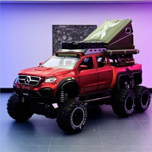 shuishuicui 1 28 Für Mercedes-Benz X-Klasse Off-Road Camper Legierung Auto Spielzeug 8 Zoll Dekorative Schreibtisch Memorial Sammlung Display Jungen Mädchen(Red) von shuishuicui