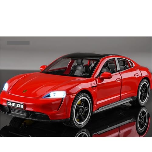 shuishuicui 1 32 für Porsche Taycan Tram Car Model Fertiger Spielzeugkollektion Display Desk Decoration Jungen Geschenke(Red) von shuishuicui