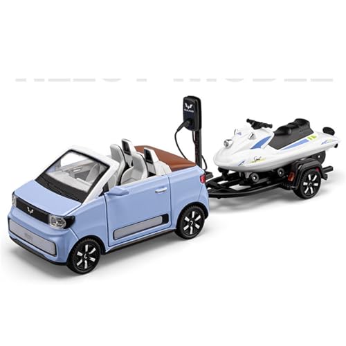 shuishuicui 1:24 für Wuling Hongguang Mini EV CABRIOi Cabriolet-Legierungsauto mit Motorboot, Spielzeug, dekorativer Schreibtisch, Gedenksammlung, Ausstellungsstück für Jungen und Mädchen(Blue) von shuishuicui