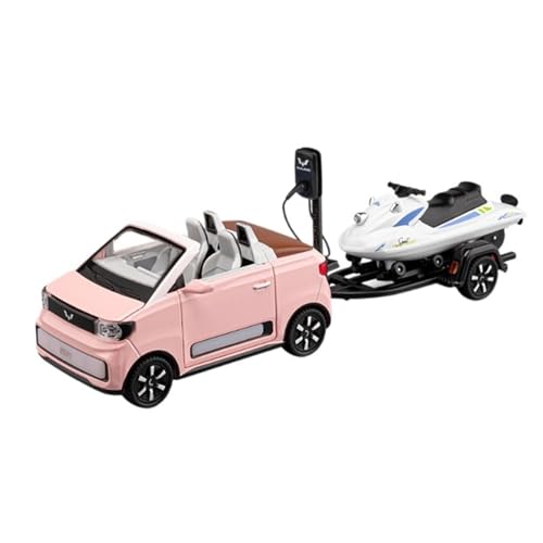 shuishuicui 1:24 für Wuling Hongguang Mini EV CABRIOi Cabriolet-Legierungsauto mit Motorboot, Spielzeug, dekorativer Schreibtisch, Gedenksammlung, Ausstellungsstück für Jungen und Mädchen(Pink) von shuishuicui