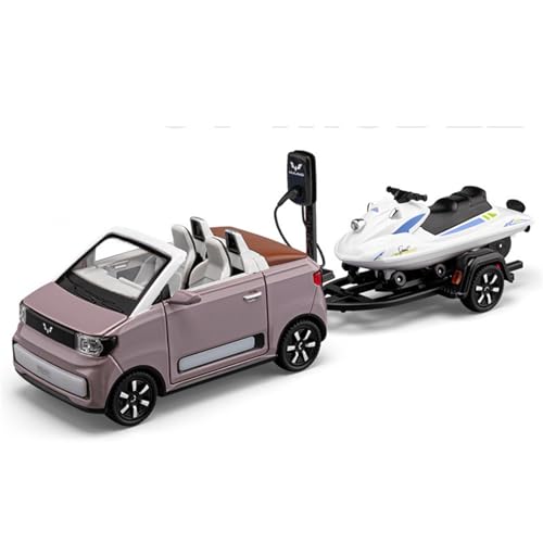 shuishuicui 1:24 für Wuling Hongguang Mini EV CABRIOi Cabriolet-Legierungsauto mit Motorboot, Spielzeug, dekorativer Schreibtisch, Gedenksammlung, Ausstellungsstück für Jungen und Mädchen(Purple) von shuishuicui